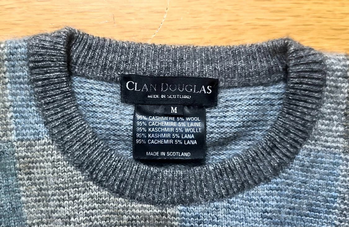 Clan Douglas 스코틀랜드산 캐시미어 95% 블록체크 니트 상품이미지6