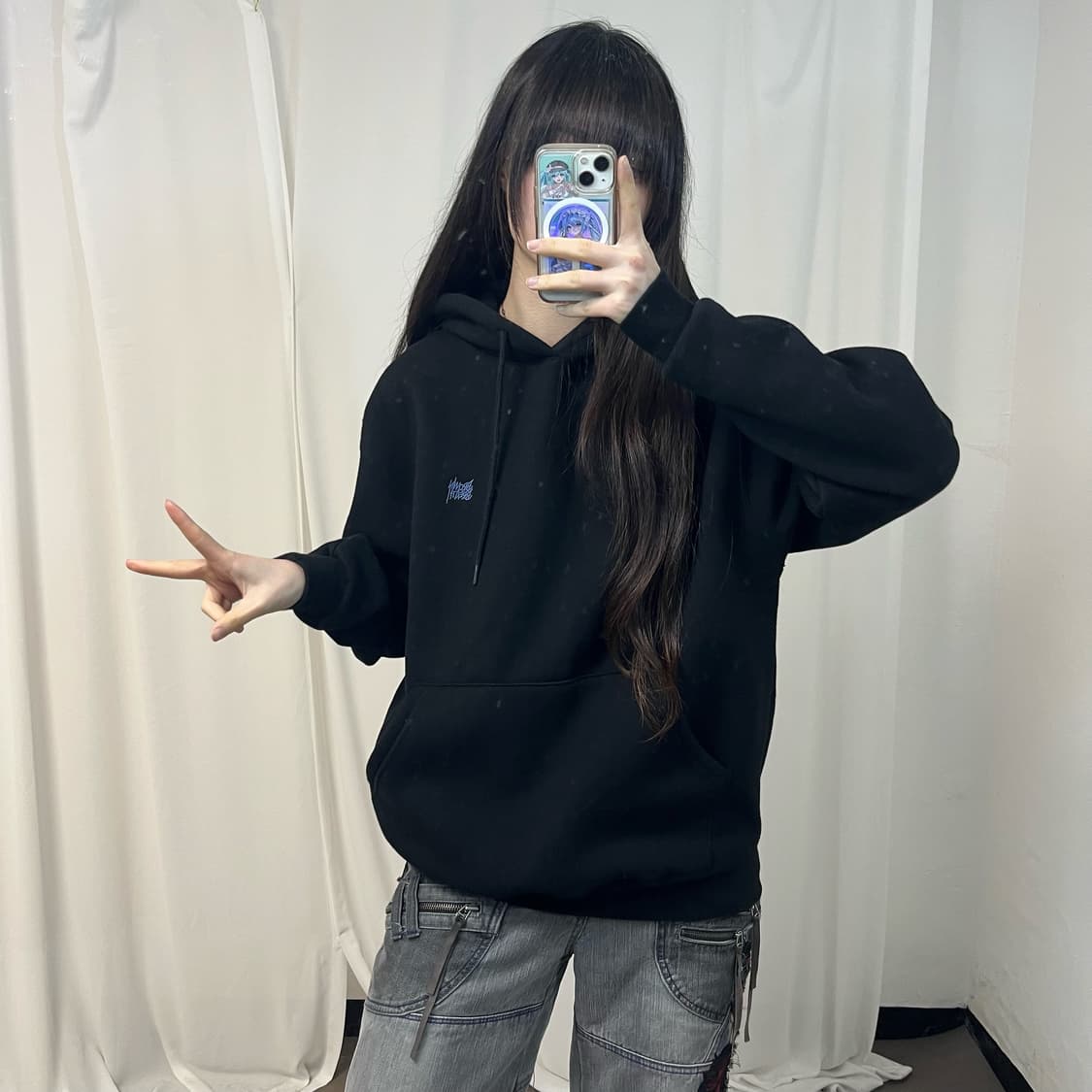 Brown Breath black hoodie 상품이미지2