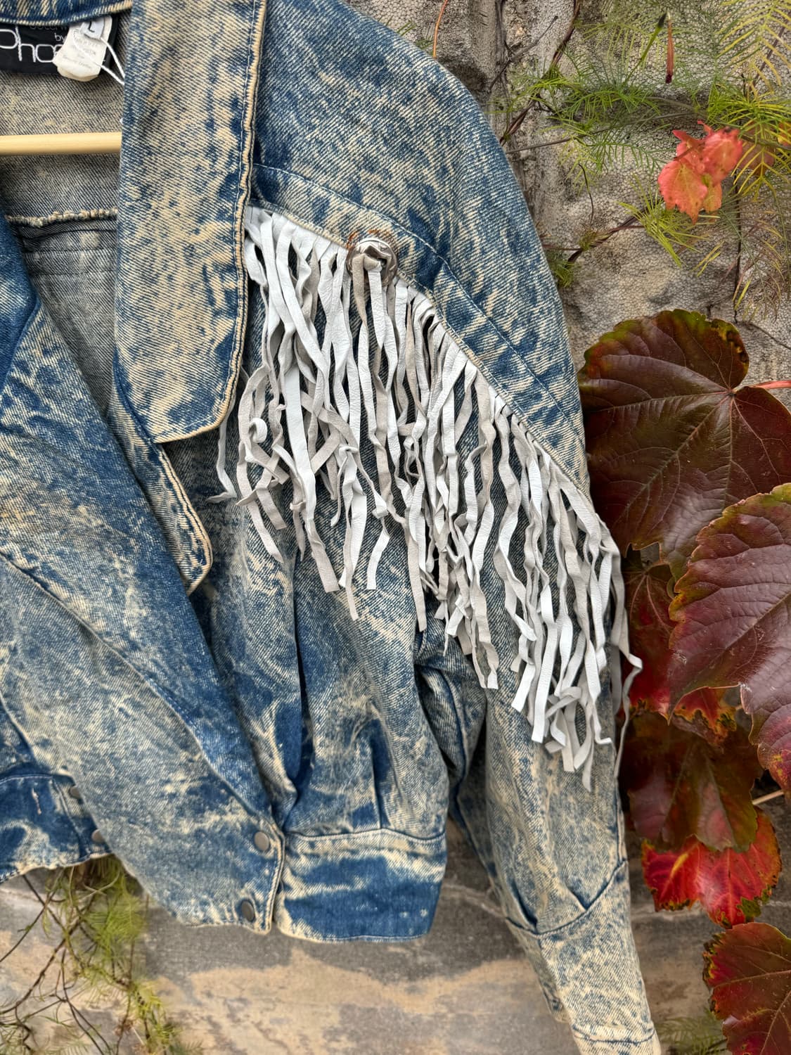 80s phoenix 빈티지 스톤워싱 데님 프린지 웨스턴 자켓 L 상품이미지4