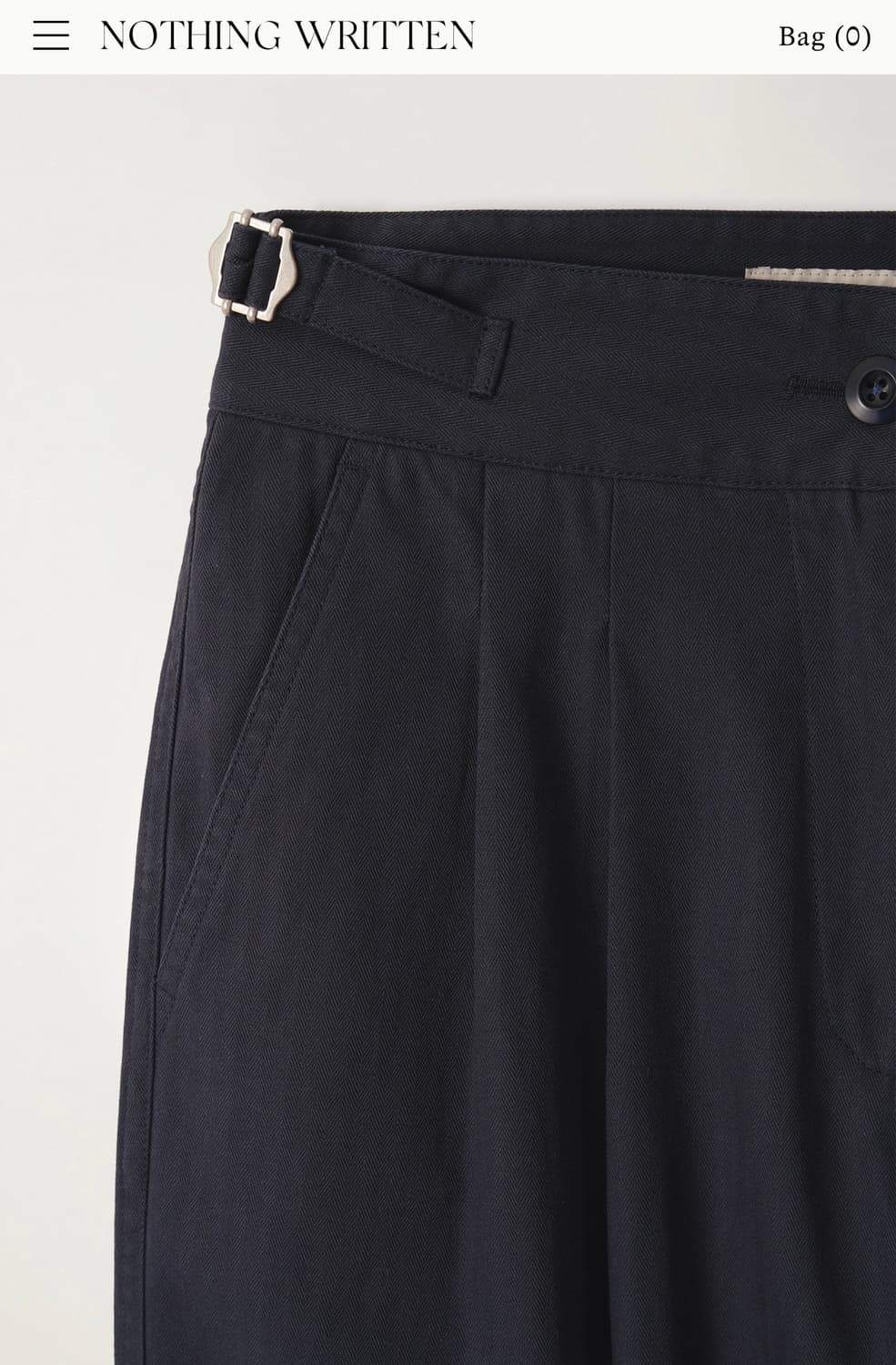 낫띵리튼 Herringbone pleated trouser 팬츠 네이비 상품이미지3