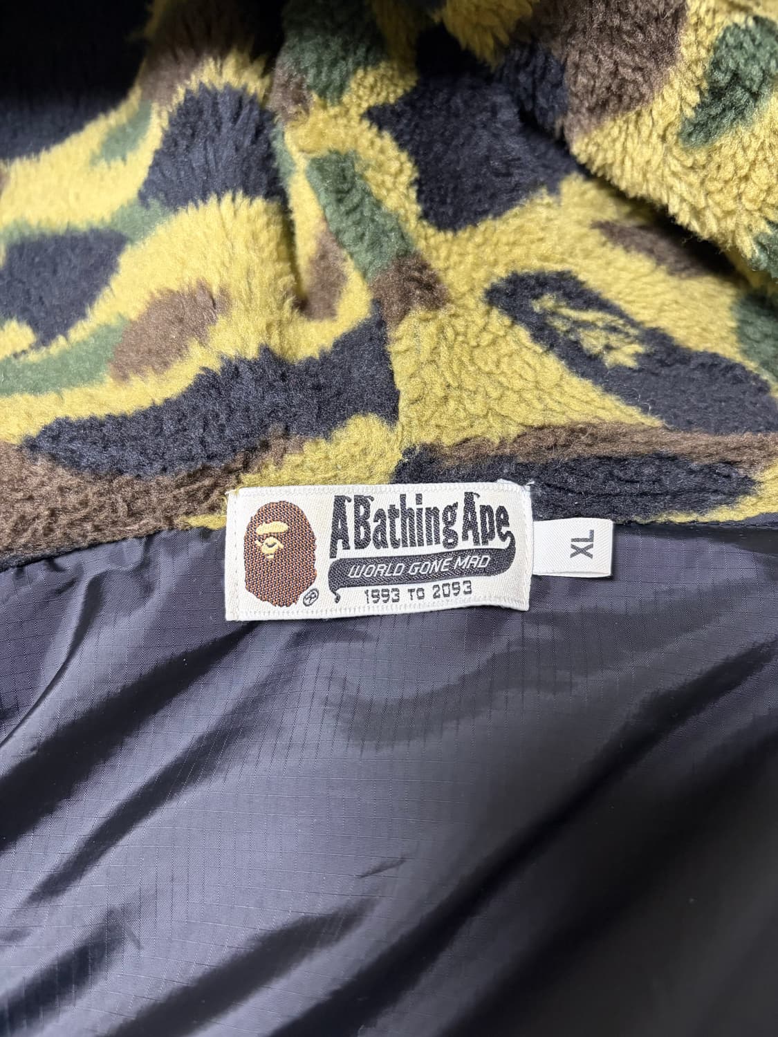 베이프 카모 녹계 보아털 샤크 후드집업 XL 상품이미지5