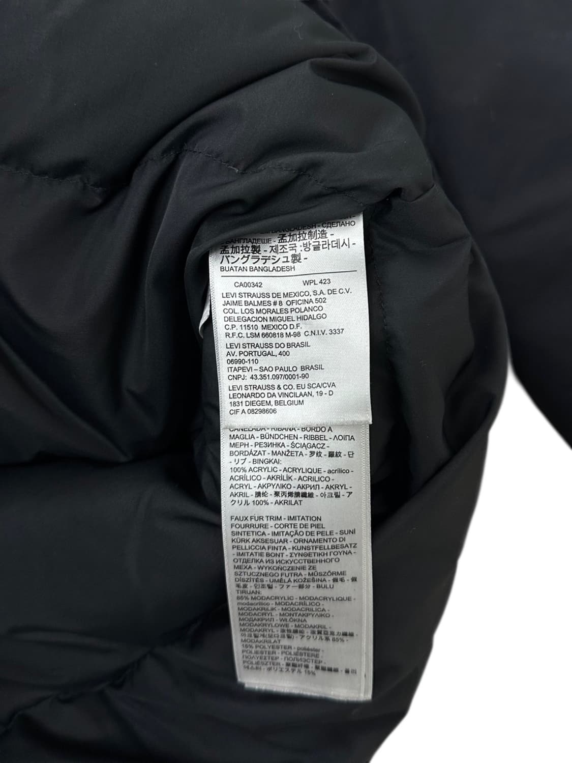 리바이스 덕다운 카라코람 야상패딩 블랙 (XL) 상품이미지8