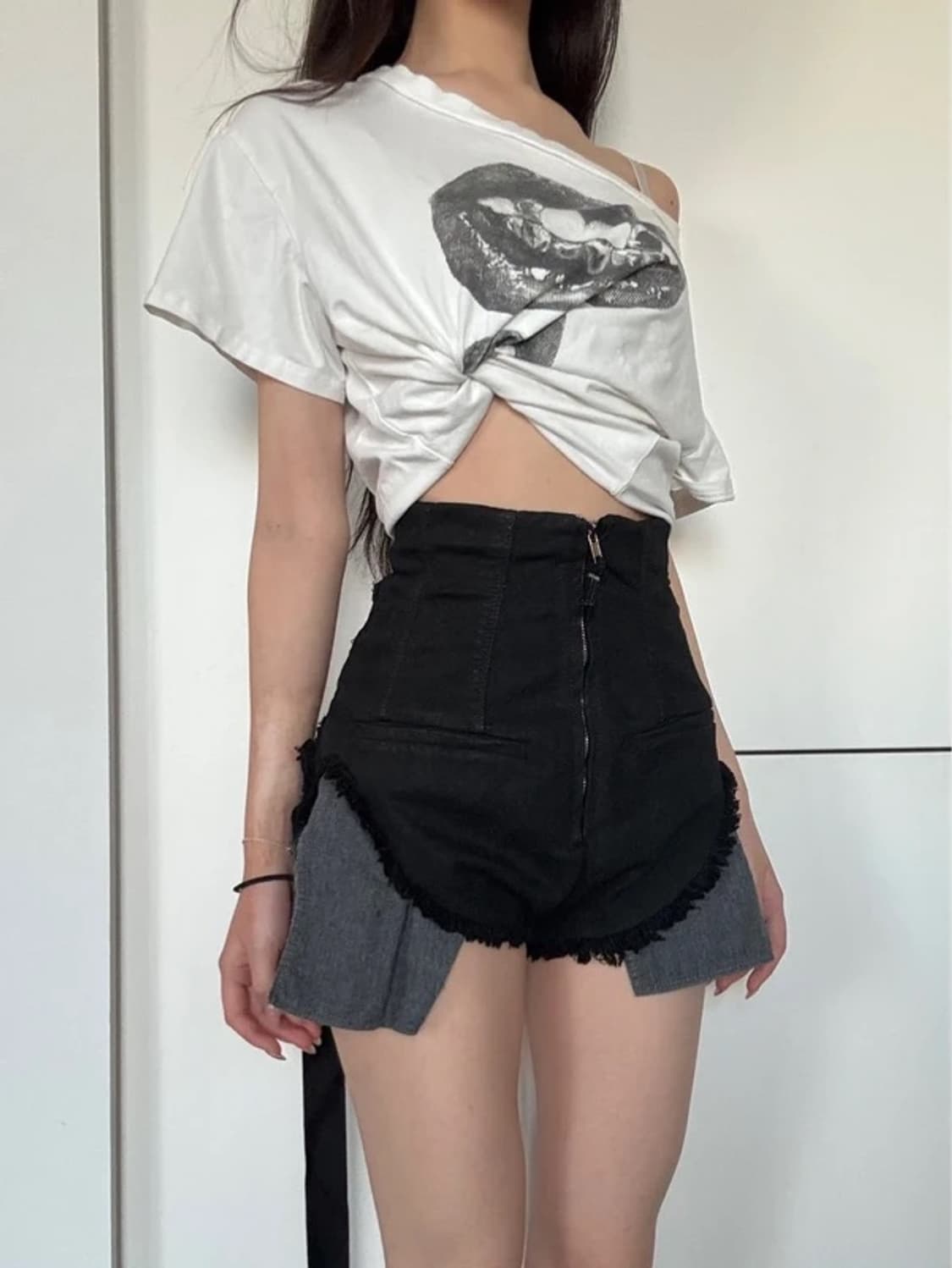 릭오웬스 컷오프 데님 쇼츠 스커트 상품이미지1