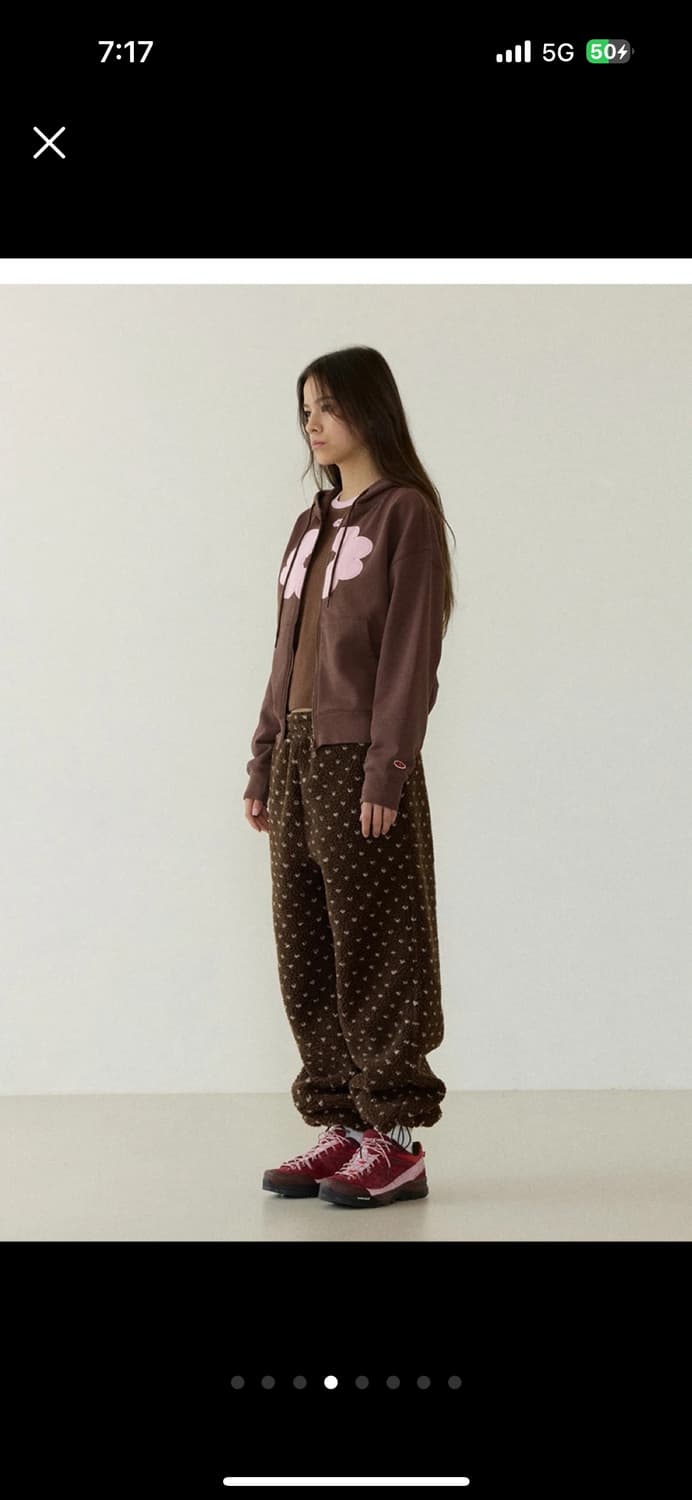 (새상품) 데이지신드롬 플로랄 후드집업 브라운 1 상품이미지4