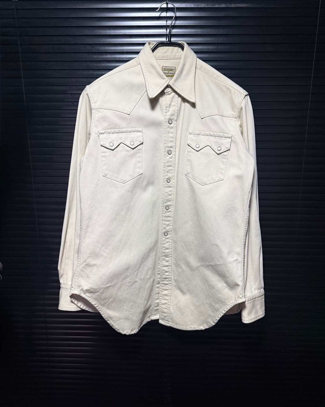 데님 클래식 웨어 코튼 웨스턴 워크셔츠 자개 단추 베이지 빈티지 아메카지 상품이미지3