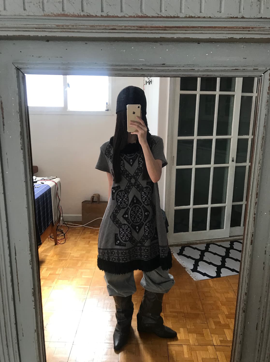 vintage pattern fur one-piece 상품이미지5