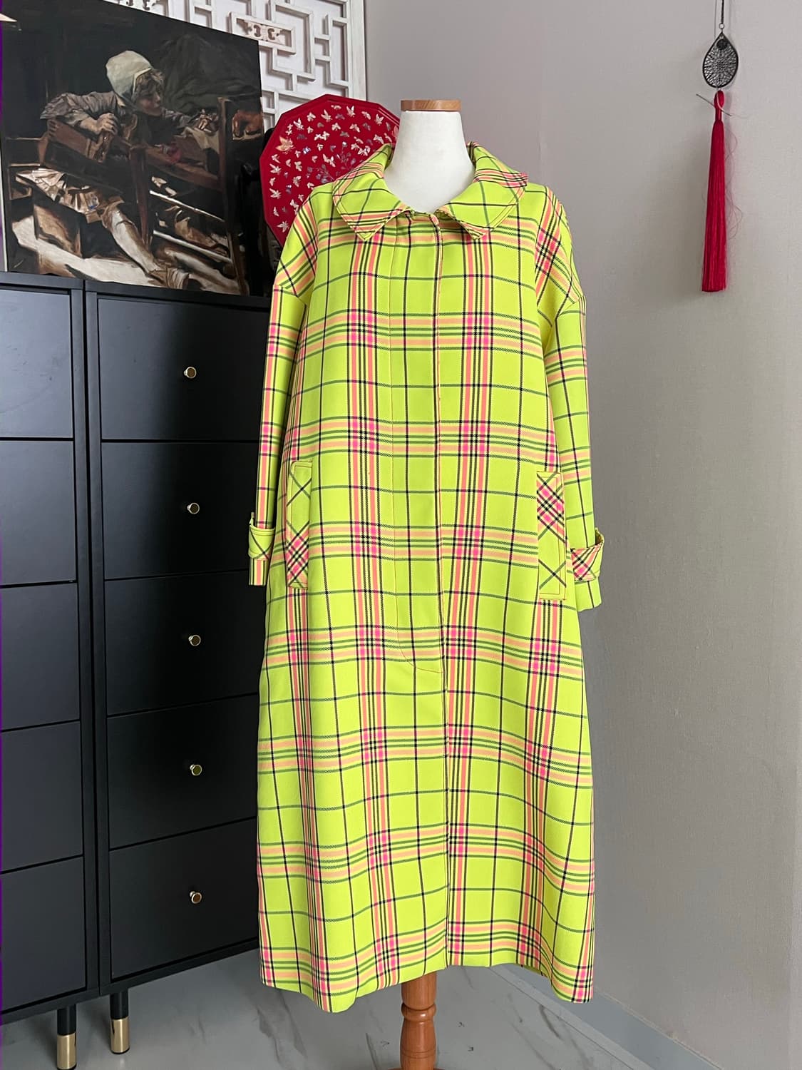 Neon Checkered long Jacket 상품이미지2