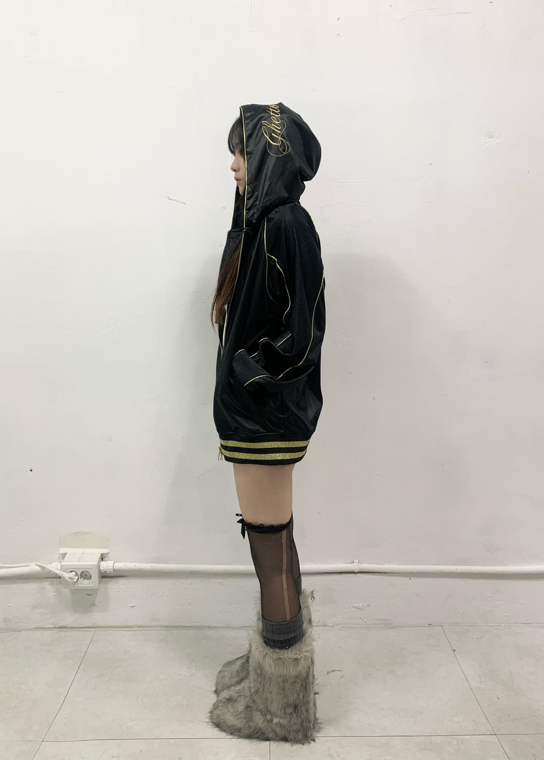 [GHETTO] 펑크 골드 레터링 후드 져지 상품이미지3