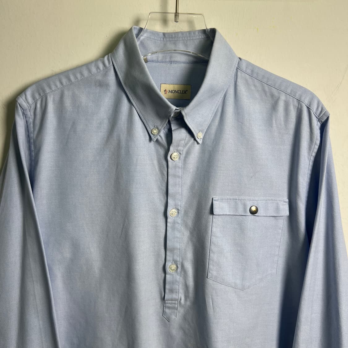 몽클레어 라이트 블루 버튼다운 칼라 풀오버 셔츠 M 상품이미지4