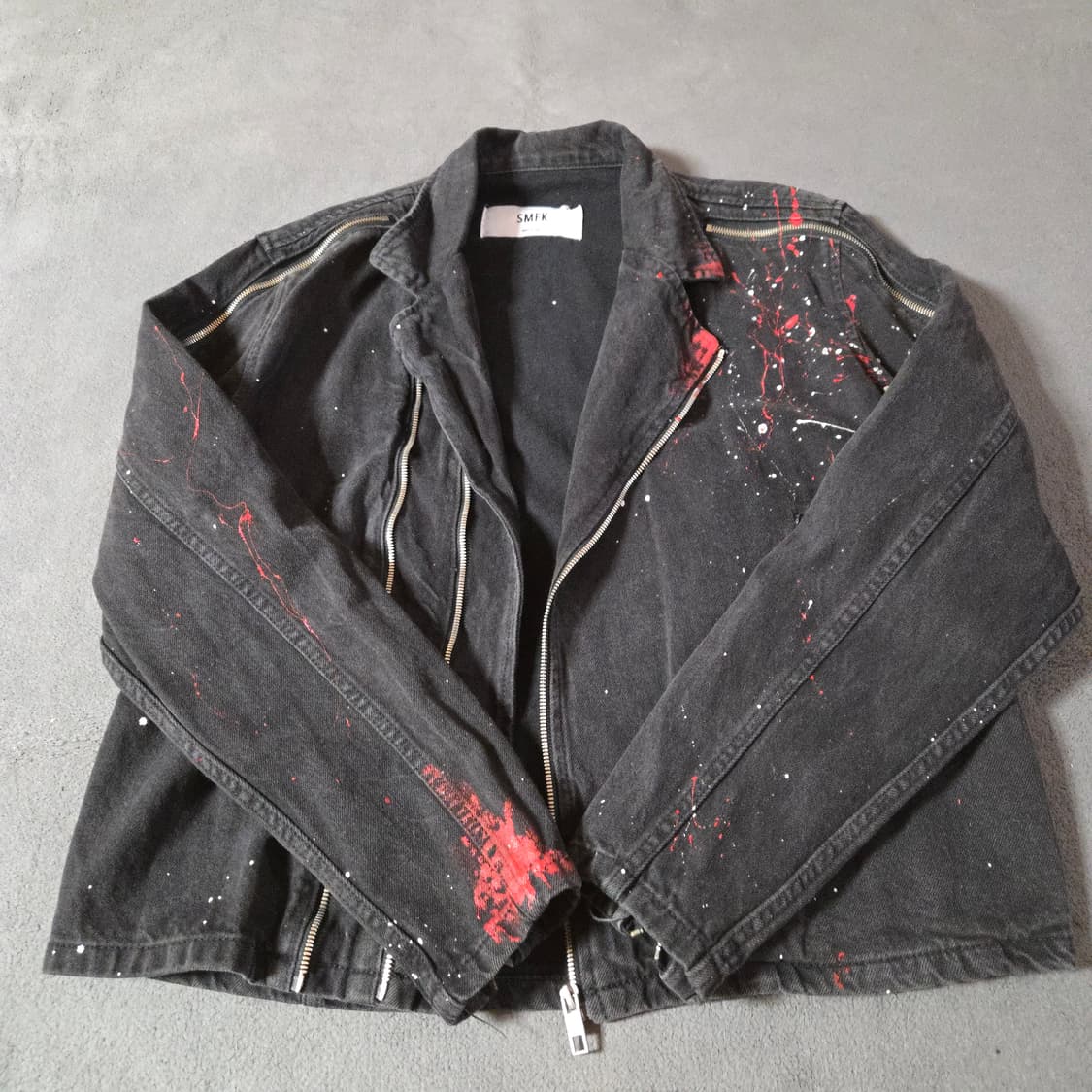 SMFK 해체주의 오버핏 페인팅 데님 바이커 자켓 F 상품이미지2