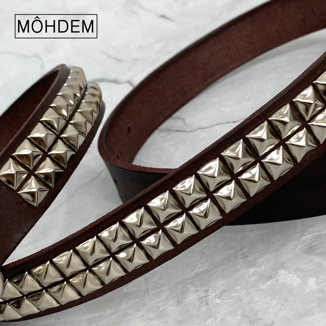 [Unisex] 락시크 스터드 웨스턴 가죽 벨트 브라운 상품이미지10