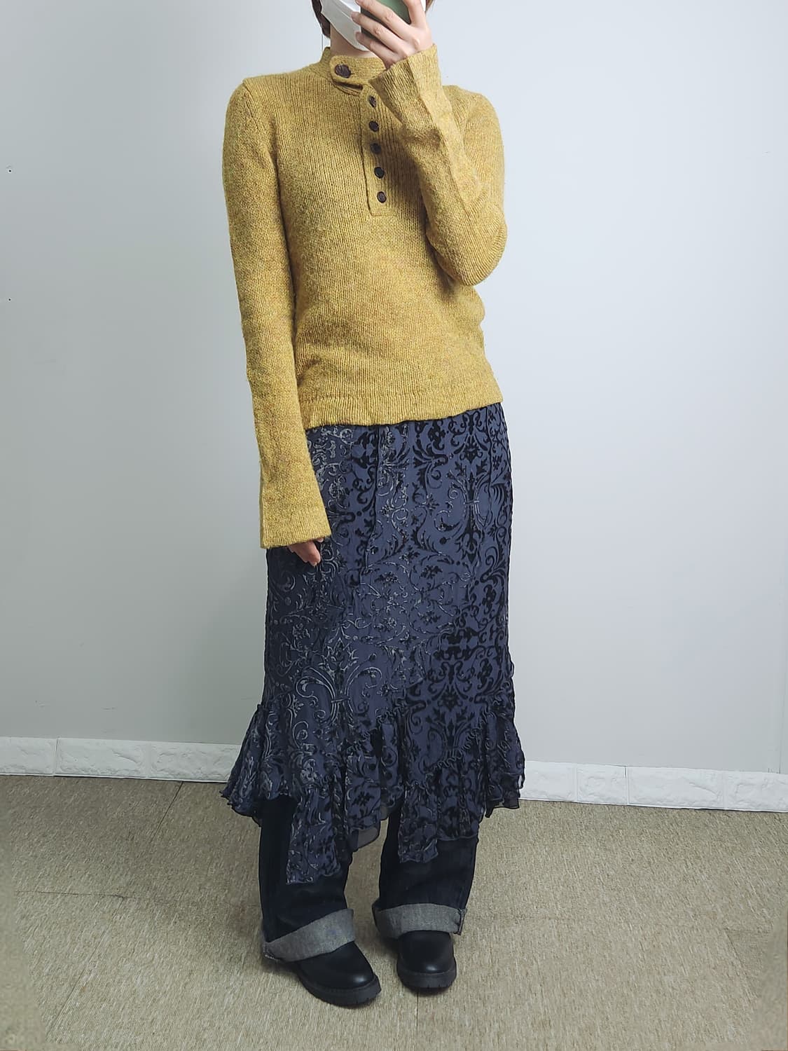 (KOOS)벨벳 러플 스커트 상품이미지4