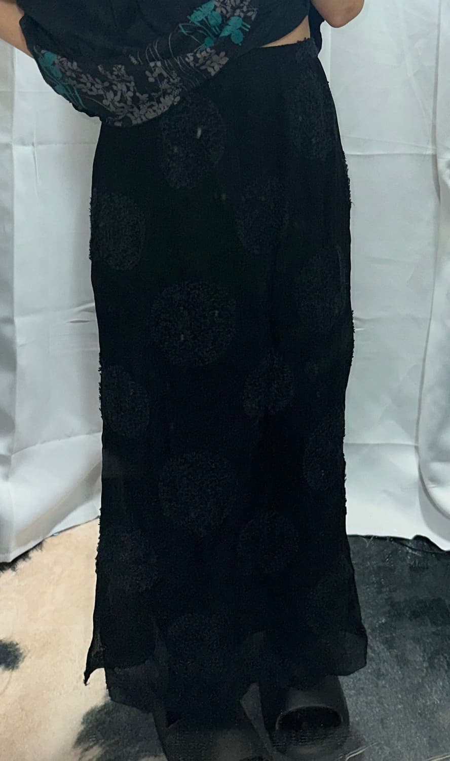 오리엔탈 크로셰 반팔 오리엔탈 블랙 스커트 코디 상품이미지2