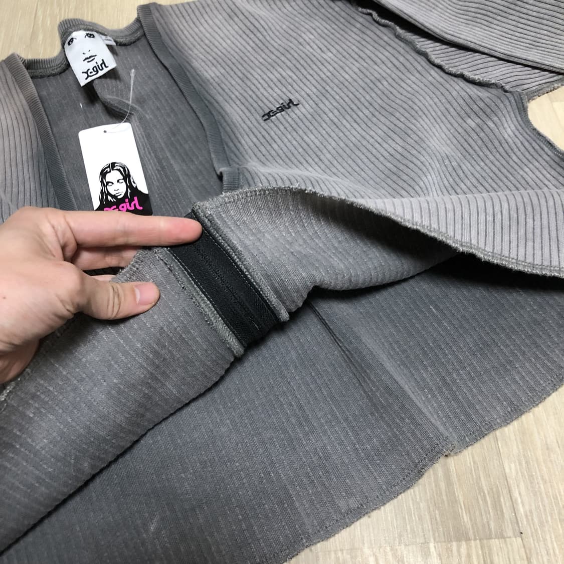 (우먼스 M) 새상품 X-GIRL 엑스걸 피그먼트 다잉 와이드 립 가디건 상품이미지7