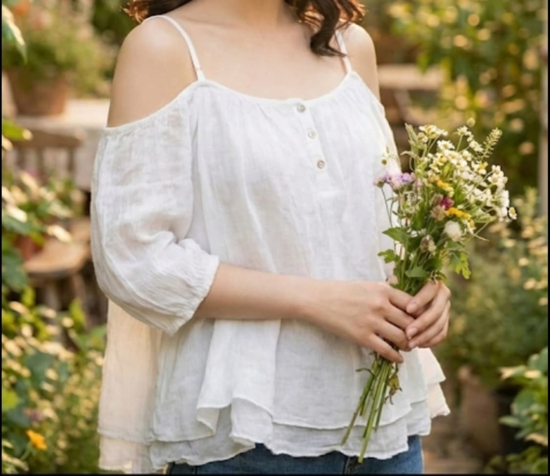 모리걸 화이트 레이어드 블라우스 상품이미지1