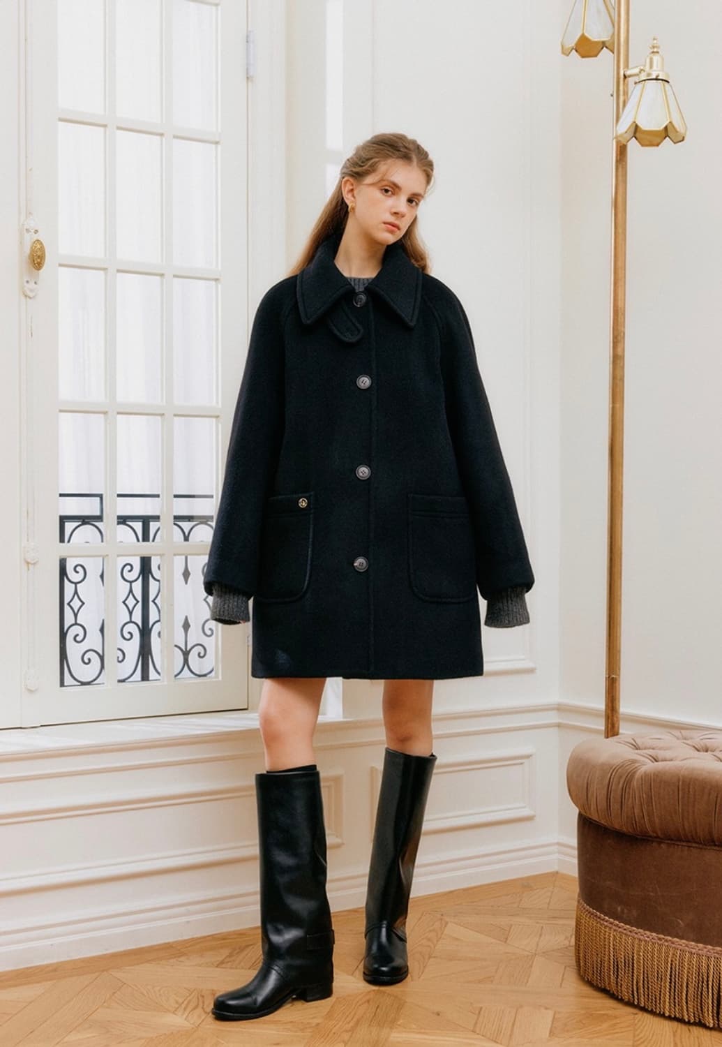 룩캐스트 마리 하프 울 코트 MARY HALF WOOL COAT 블랙 상품이미지2