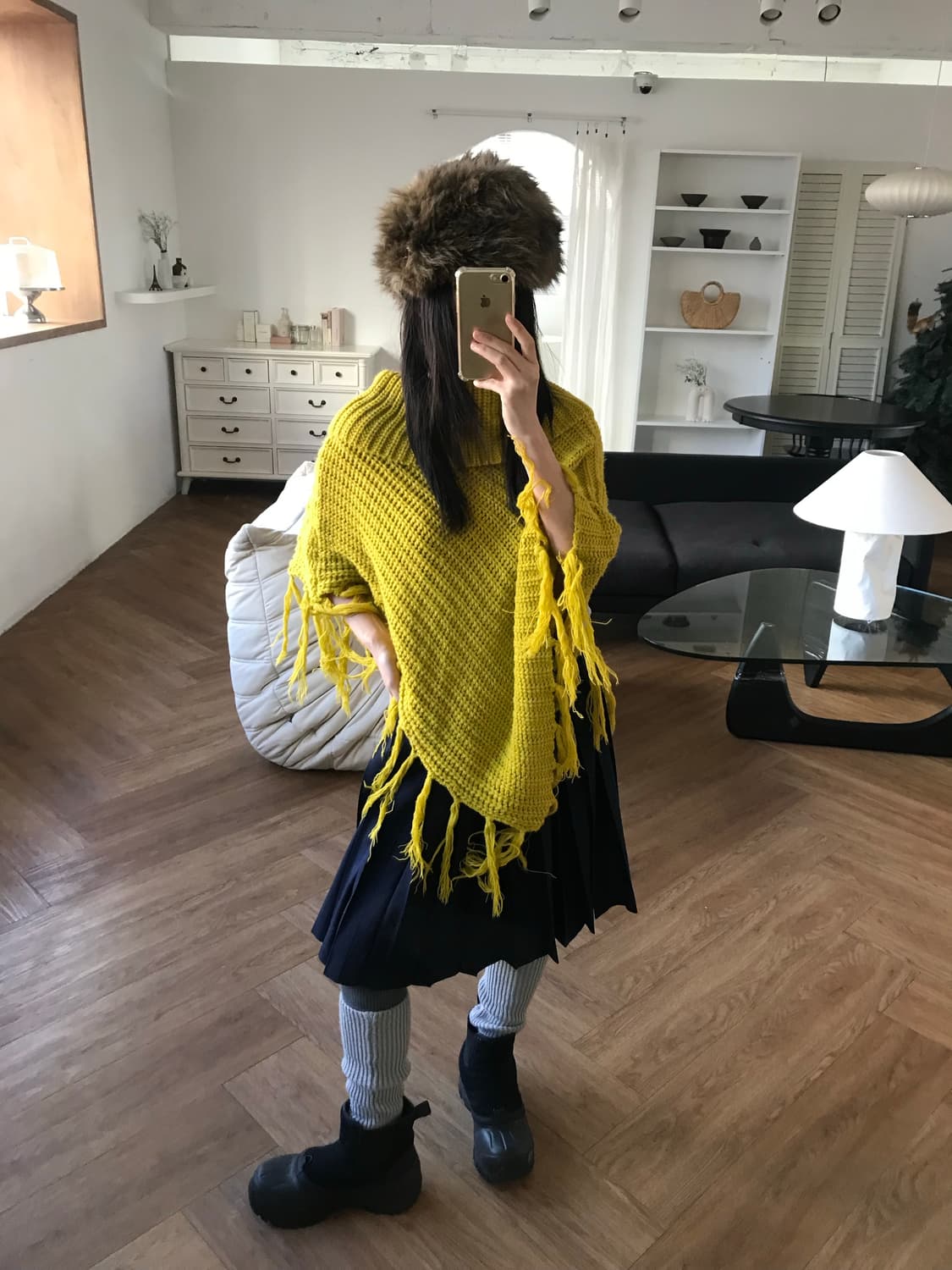 vintage navy pleats skirt 상품이미지7