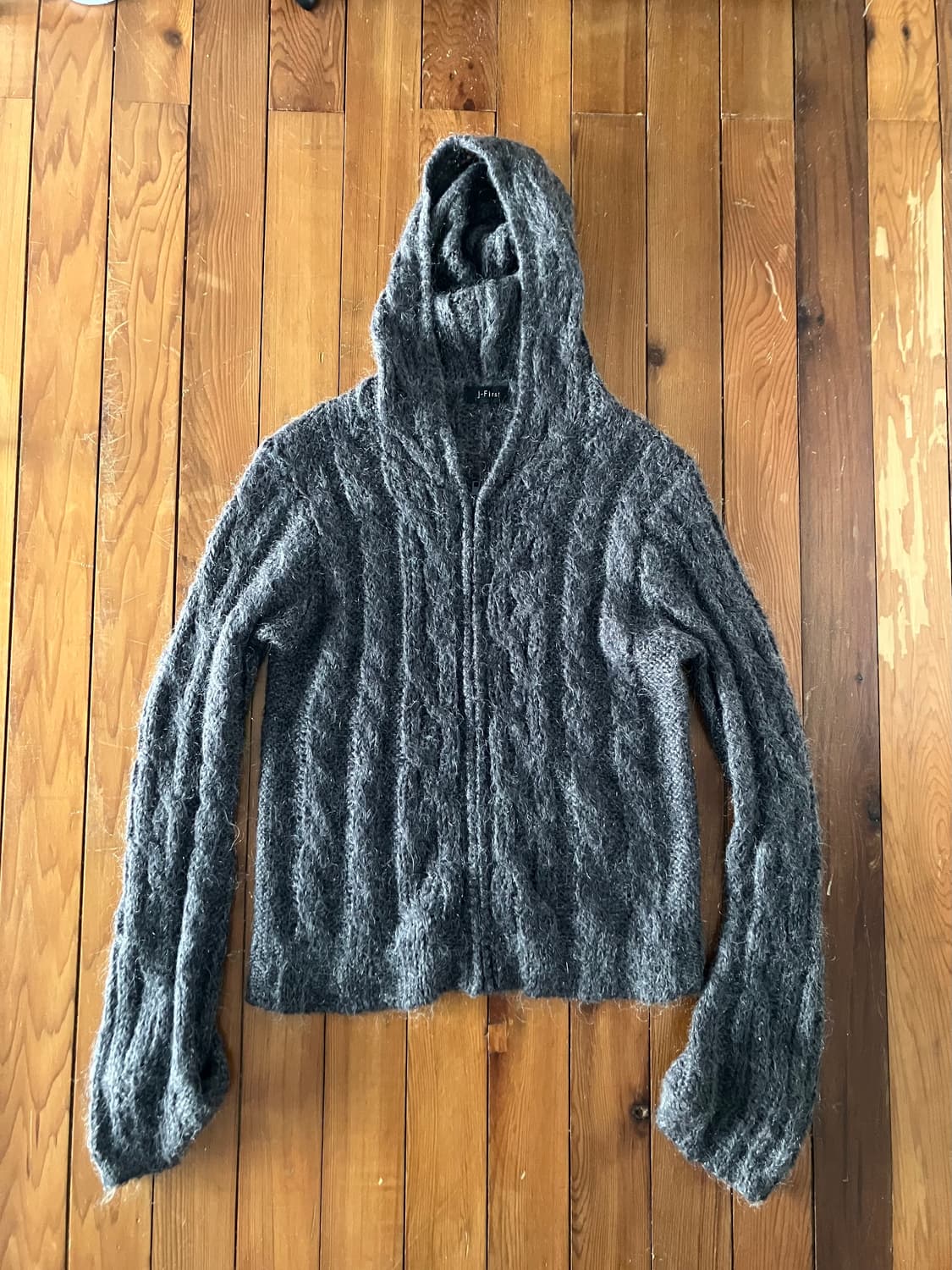 그레이 롱 니트 집업 상품이미지1