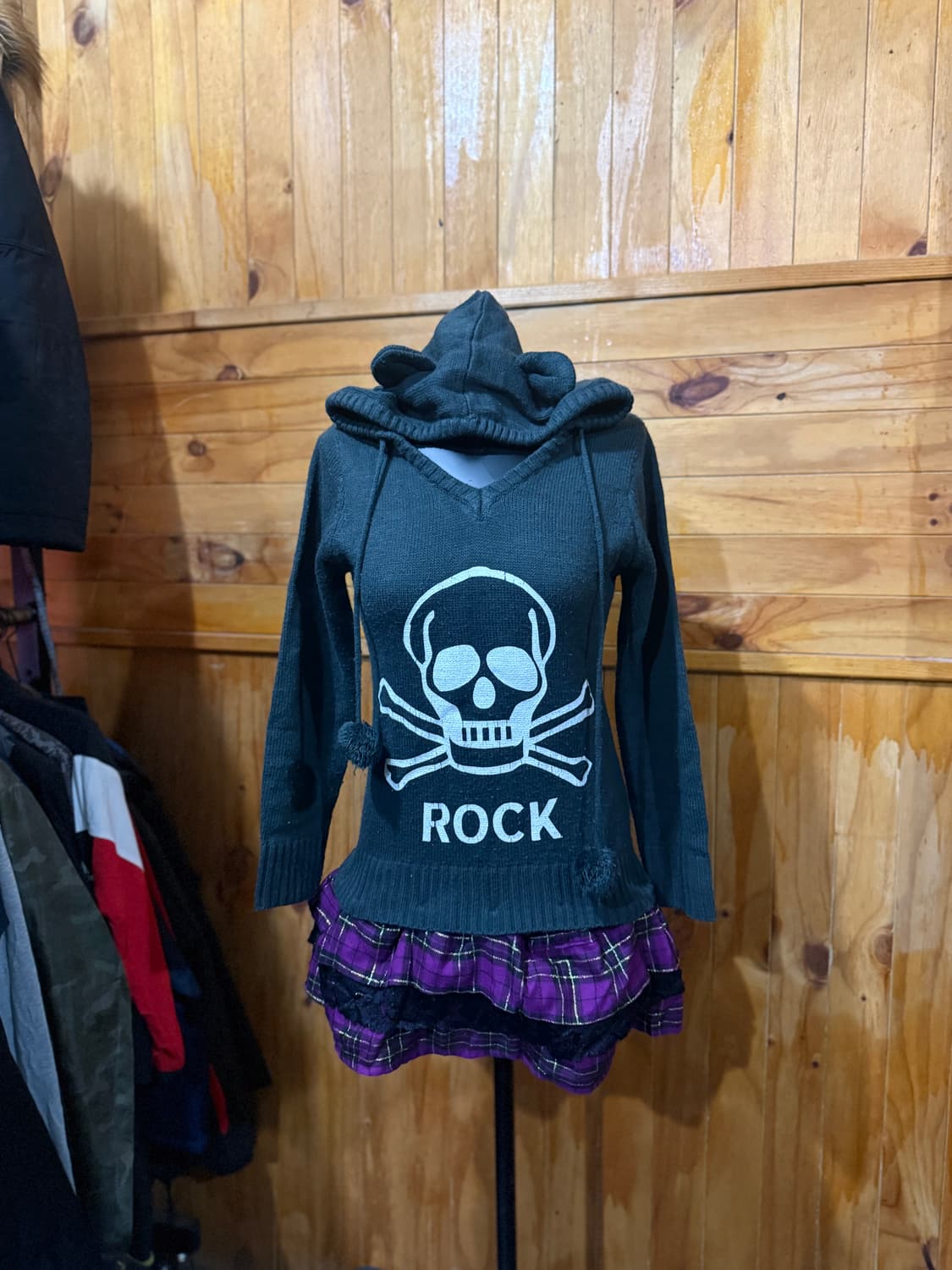 Y2K 펑크 해골 고양이귀 니트 상품이미지1