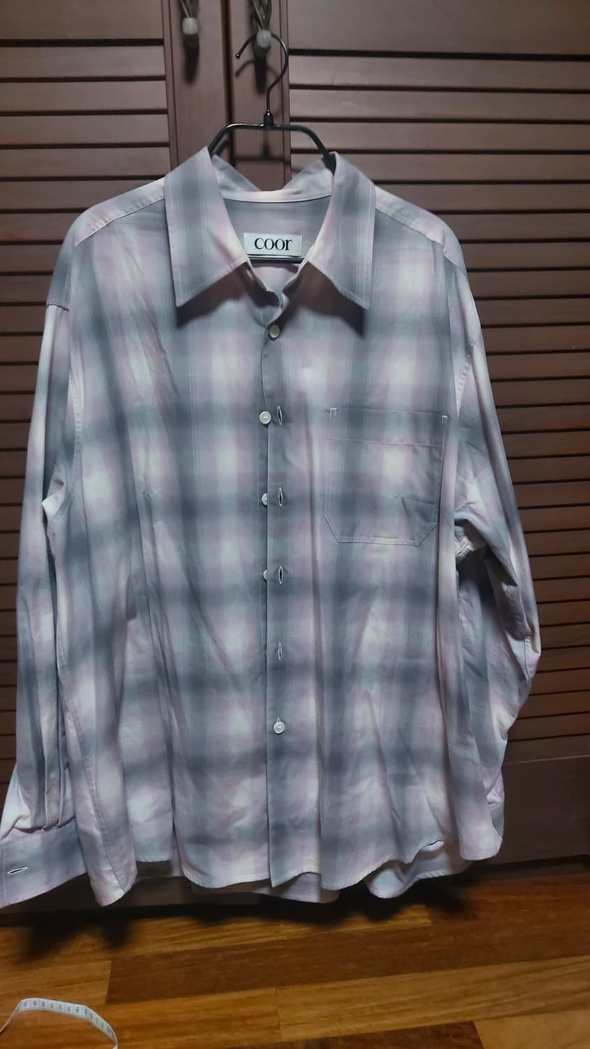 [S]쿠어 옴브레 체크 오버사이즈 셔츠 그레이 핑크 상품이미지2