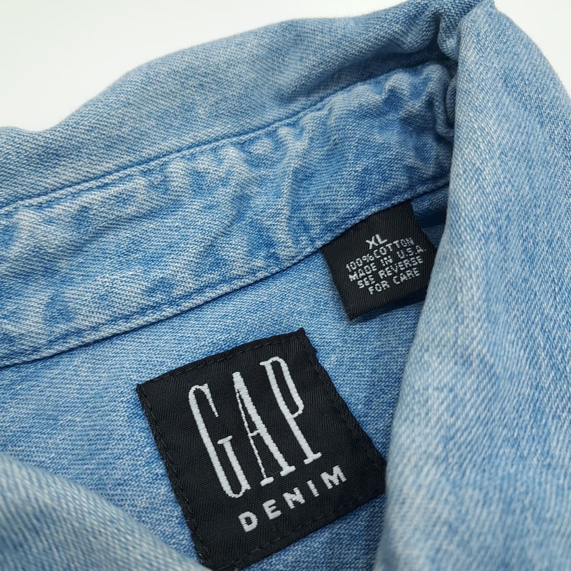 Co827 XL GAP 갭 90s USA 연청 데님 긴팔 셔츠 상품이미지4