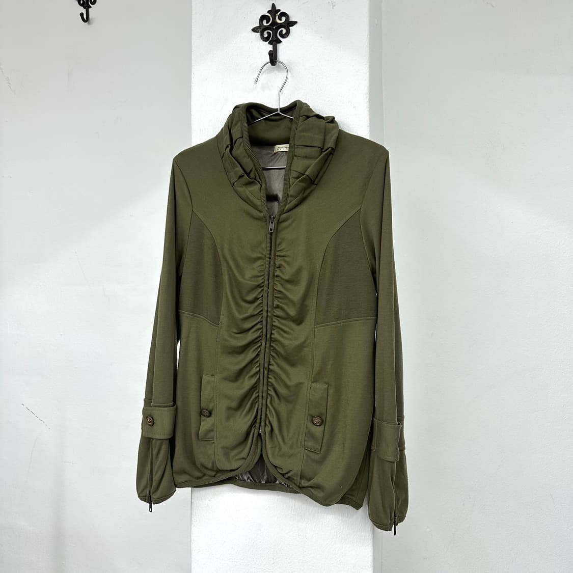khaki shirring details jacket 상품이미지3