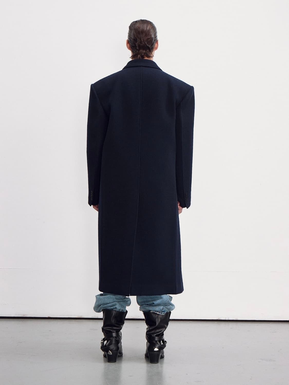 [L] 렉토 로버펠트 더블 코트 네이비 상품이미지5