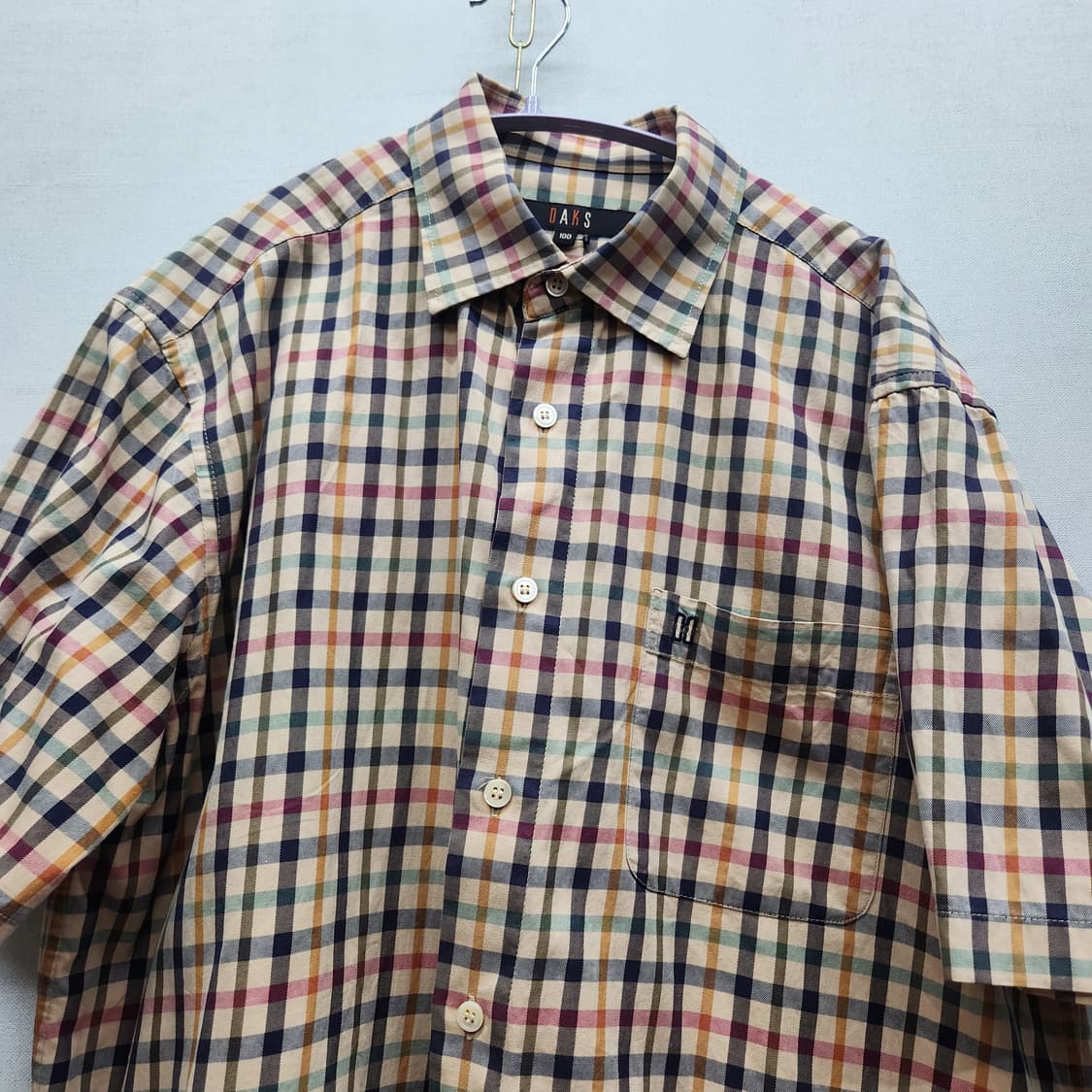 닥스 로고자수 원포켓 노바체크 반팔셔츠 100(XL) 상품이미지2