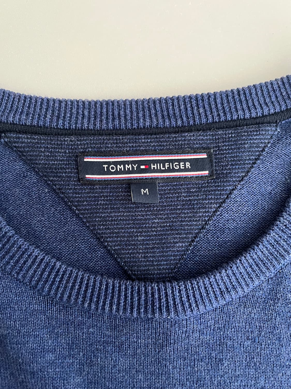 M) 타미힐피거 코튼 라운드넥 니트 블루 상품이미지4