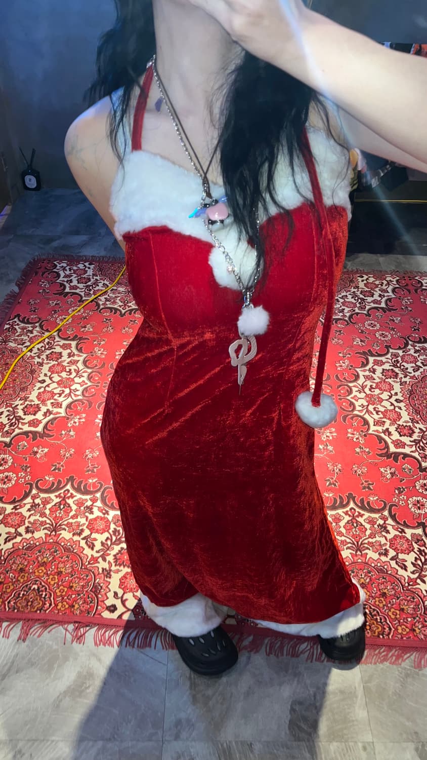 크리스마스 원피스 자수망토세트 상품이미지1