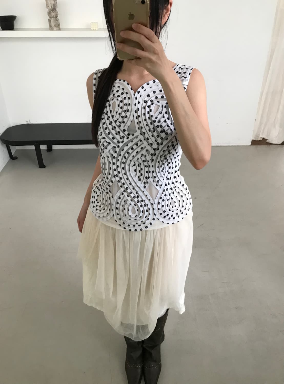 vintage ivory sha skirt  상품이미지5