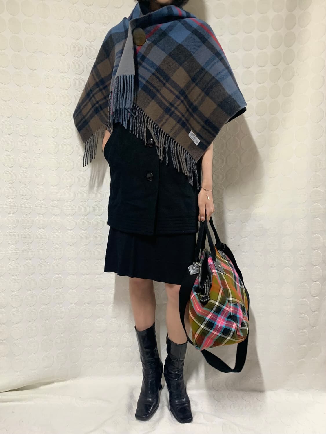 vivienne westwood 양면 사용 체크 울 머플러 상품이미지2