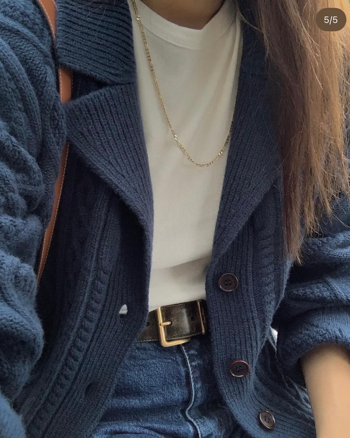 GED 게드 울 케이블 가디건 네이비 상품이미지3