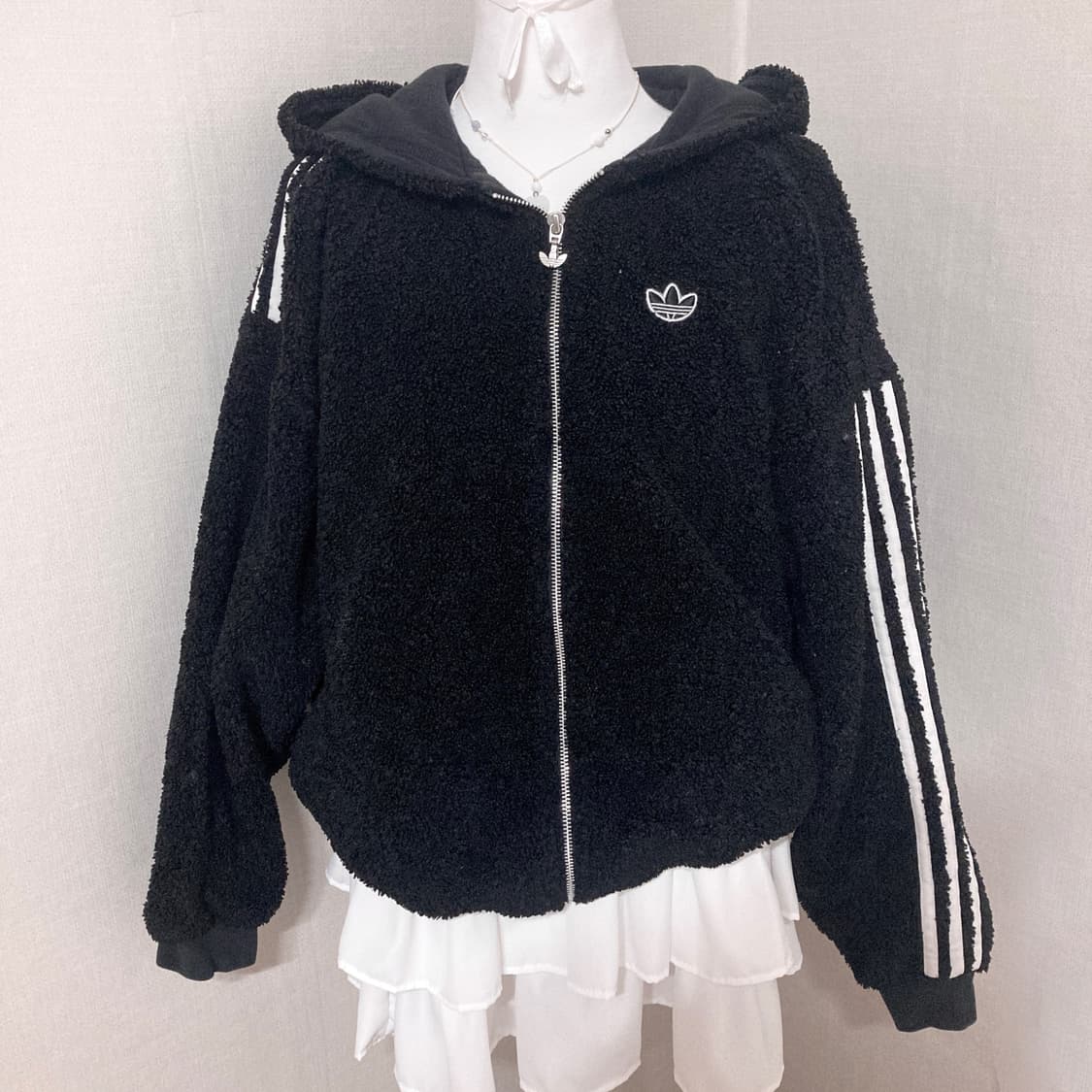 아디다스 블랙 뽀글이 점퍼 S 상품이미지1