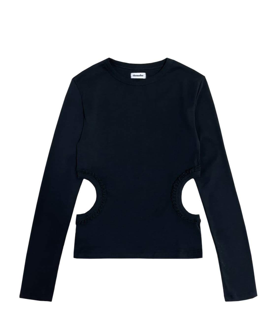 체메씨 티셔츠 HOLE LACE LONG SLEEVE (BLACK) 상품이미지1