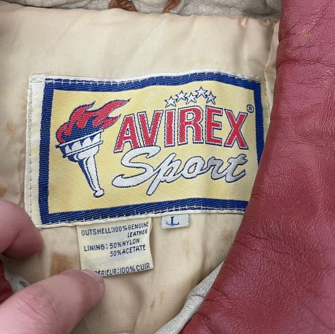 L(XL)아비렉스 90's 패치워크 천연가죽 바시티자켓 상품이미지3