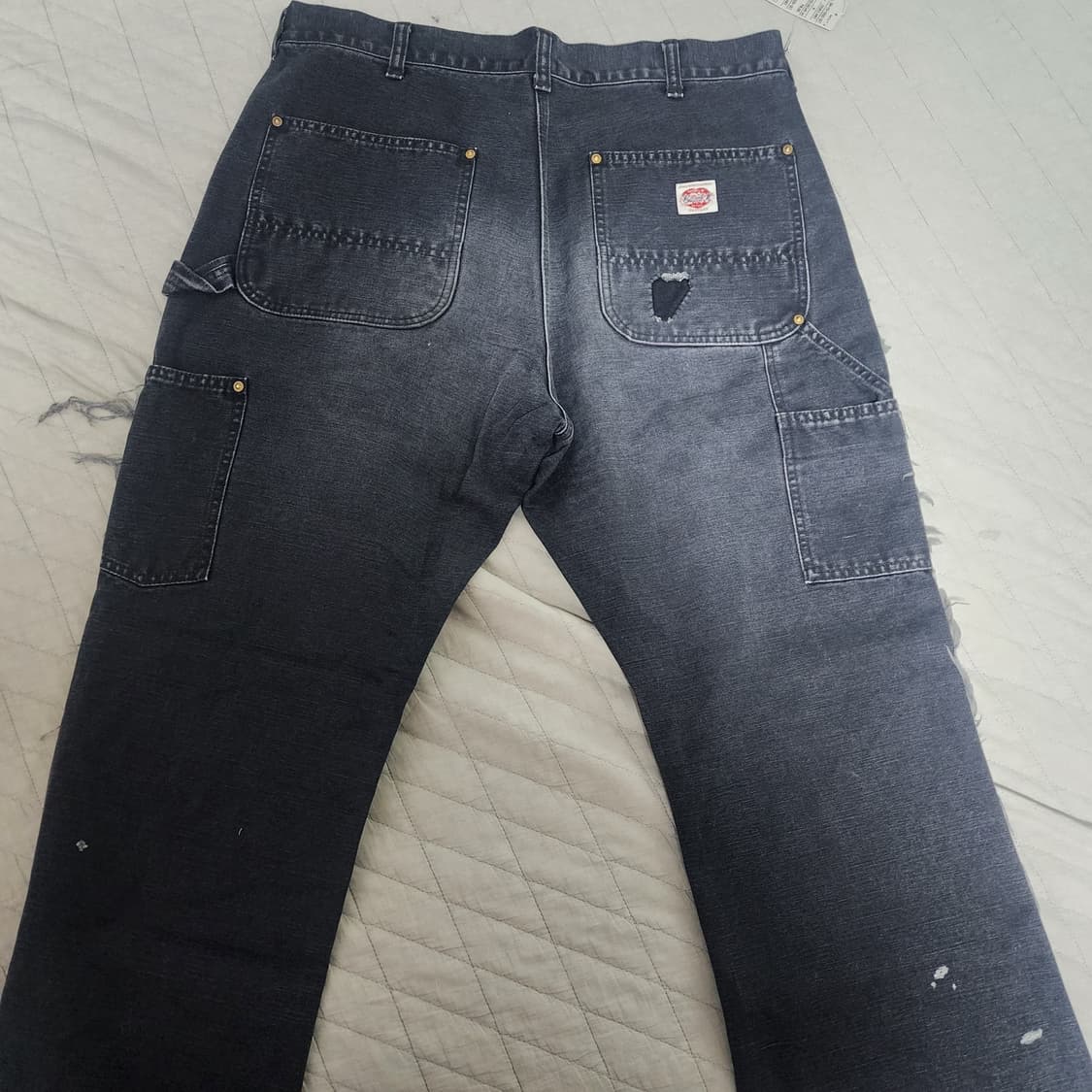 [M] 세인트미카엘 24aw 더블니 플레어 데님 블랙 상품이미지5