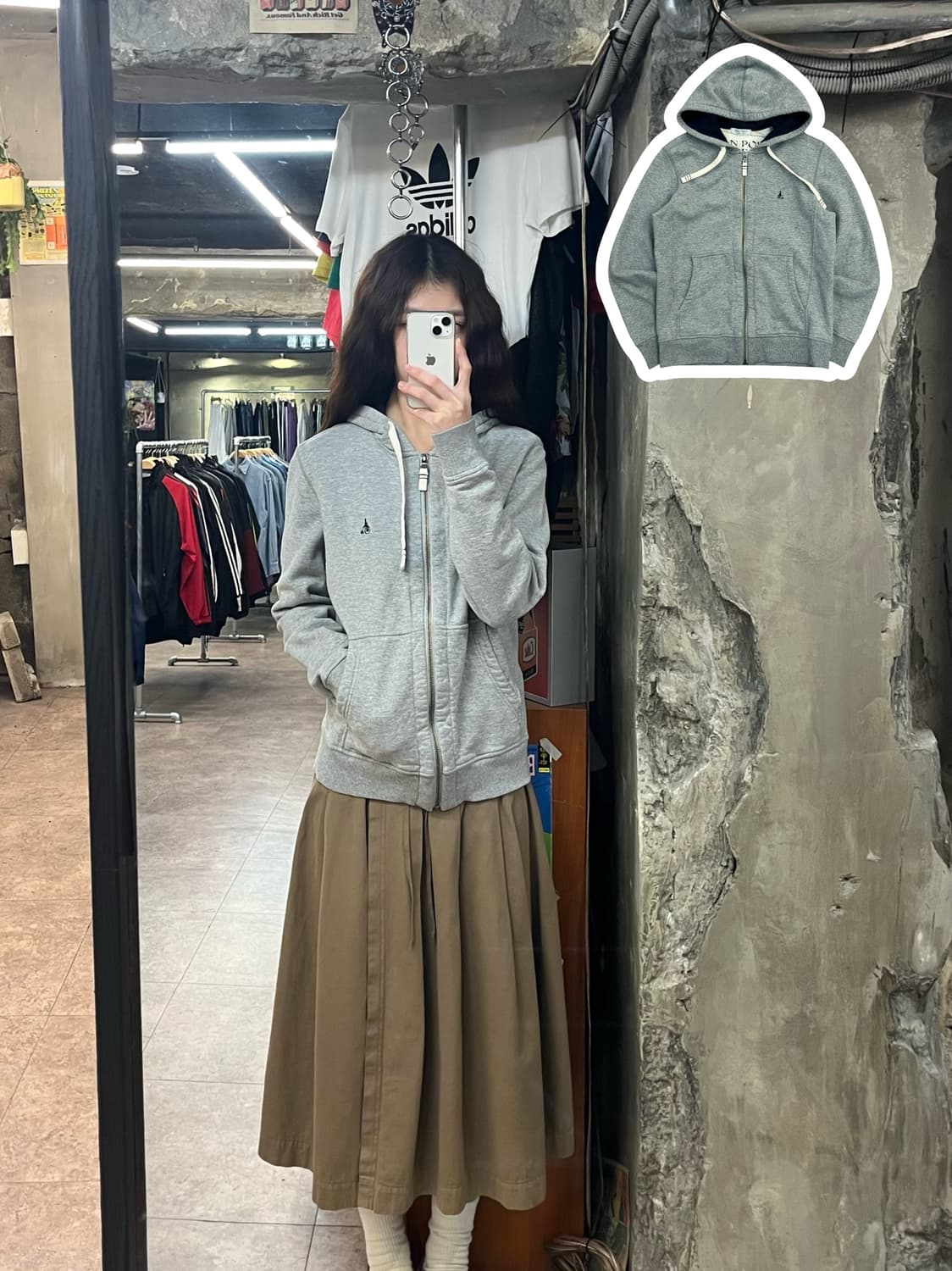 빈폴 기모 후드집업 그레이 95 #csz2646 상품이미지1