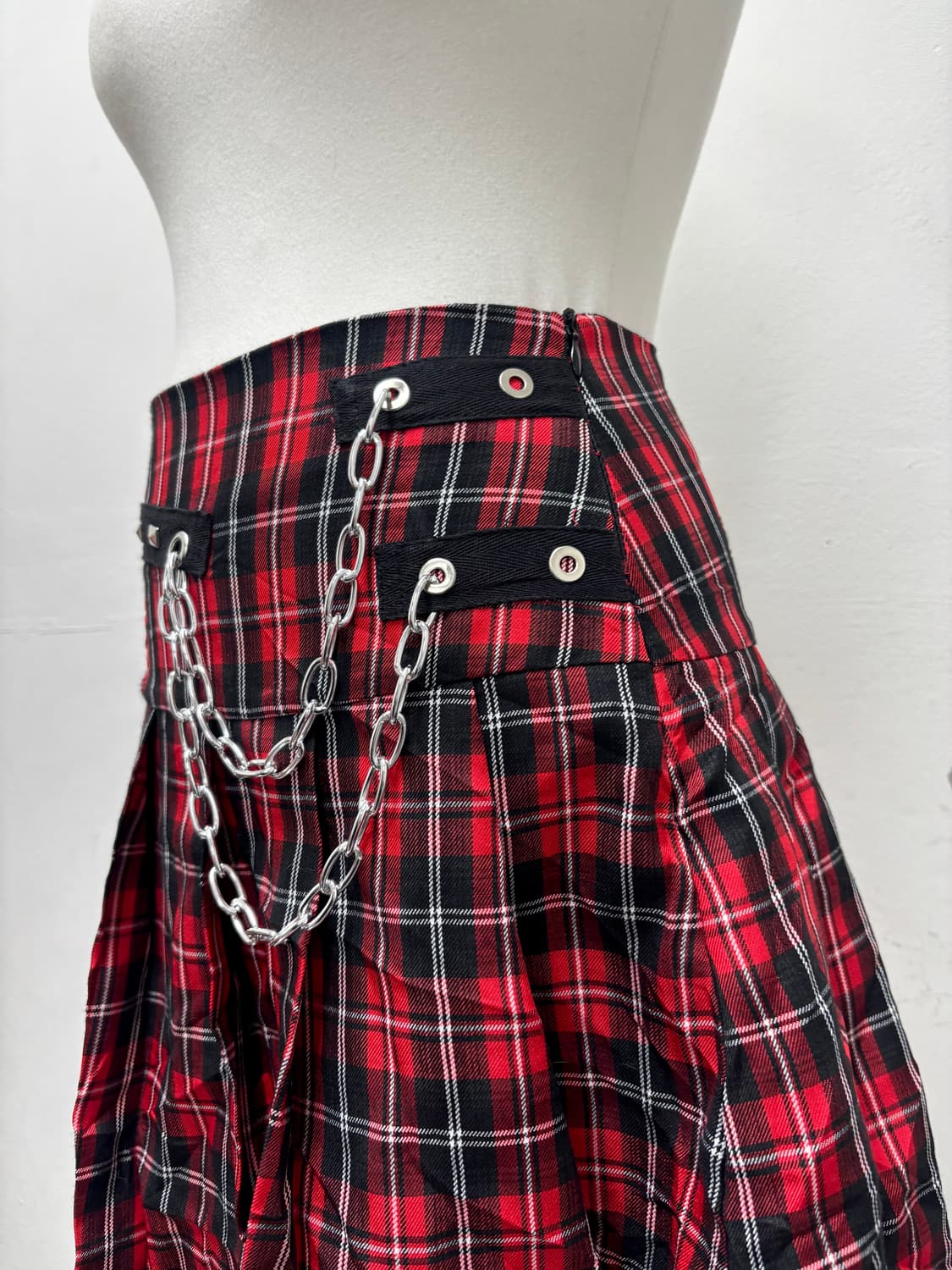 [PUNK]Red Check Chain Skirts 상품이미지3