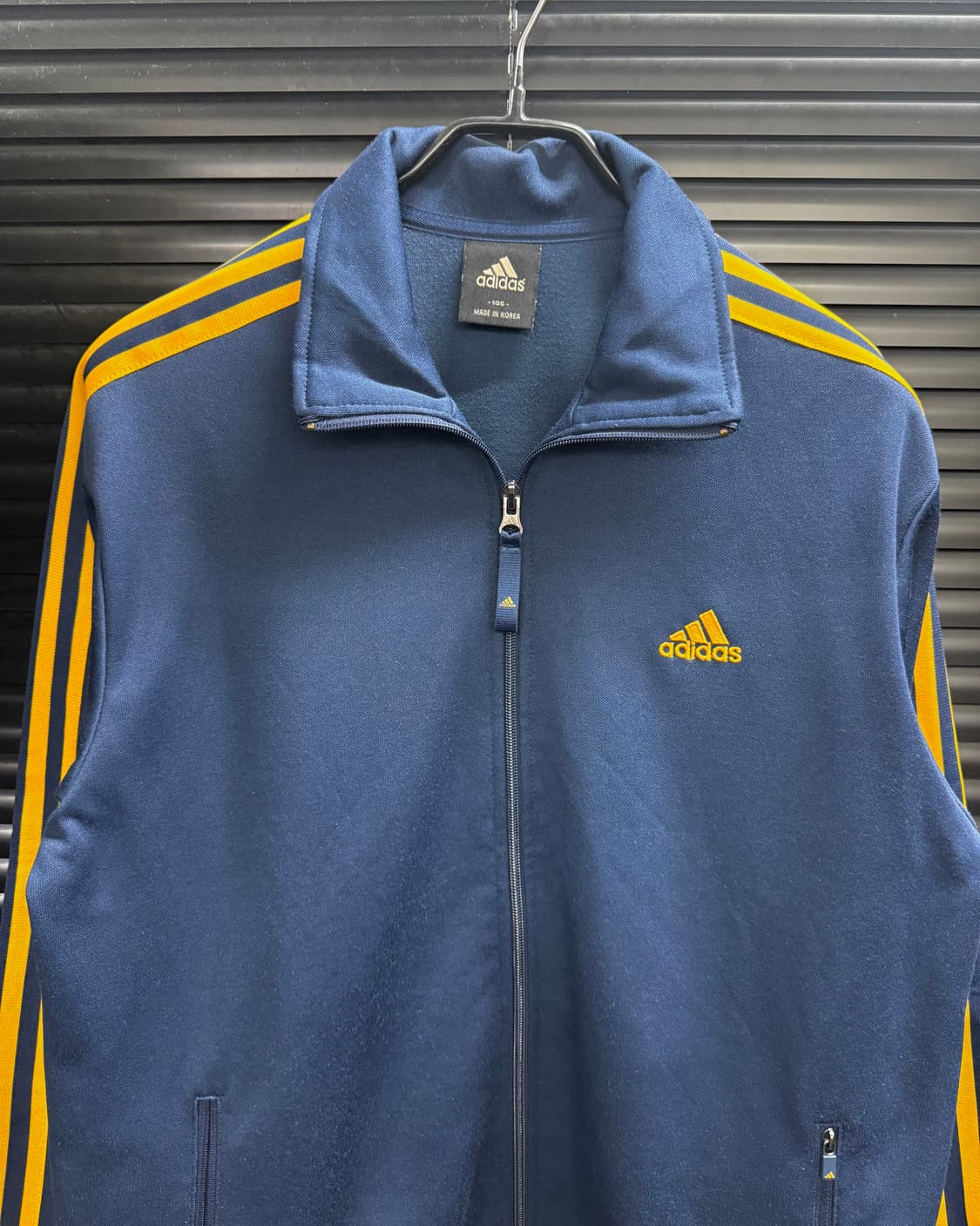 아디다스 올드스쿨 져지 저지 트랙탑 집업 네이비 남색 옐로우 105 XL 상품이미지3