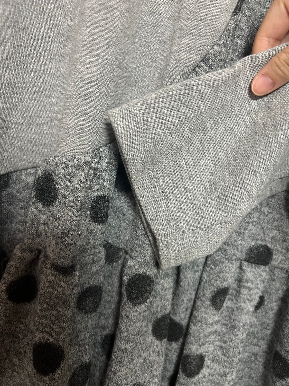 도트 배색 프릴 롱 레이어드 티셔츠 상품이미지5