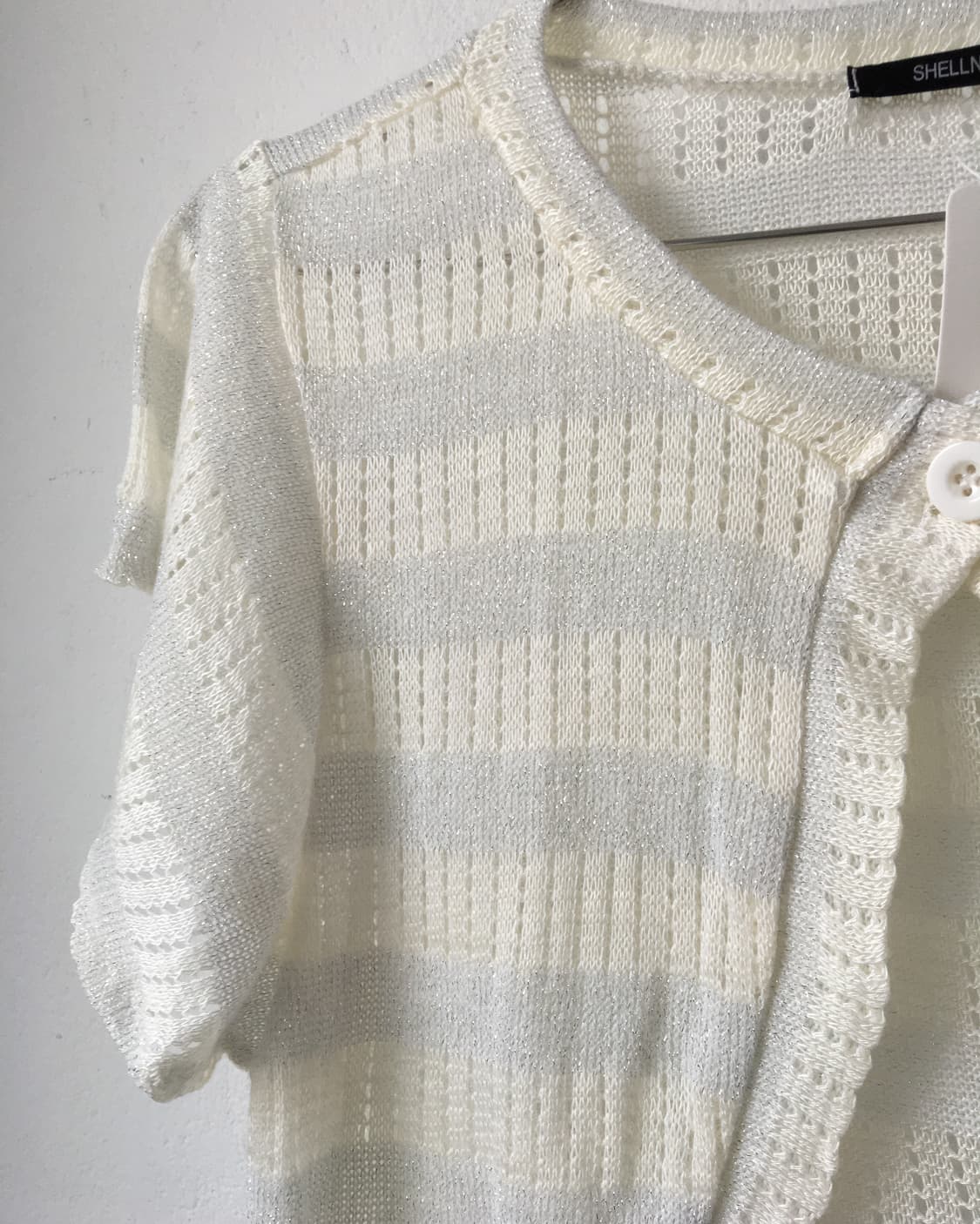 Glitter stripe pattern crochet cardigan 상품이미지3