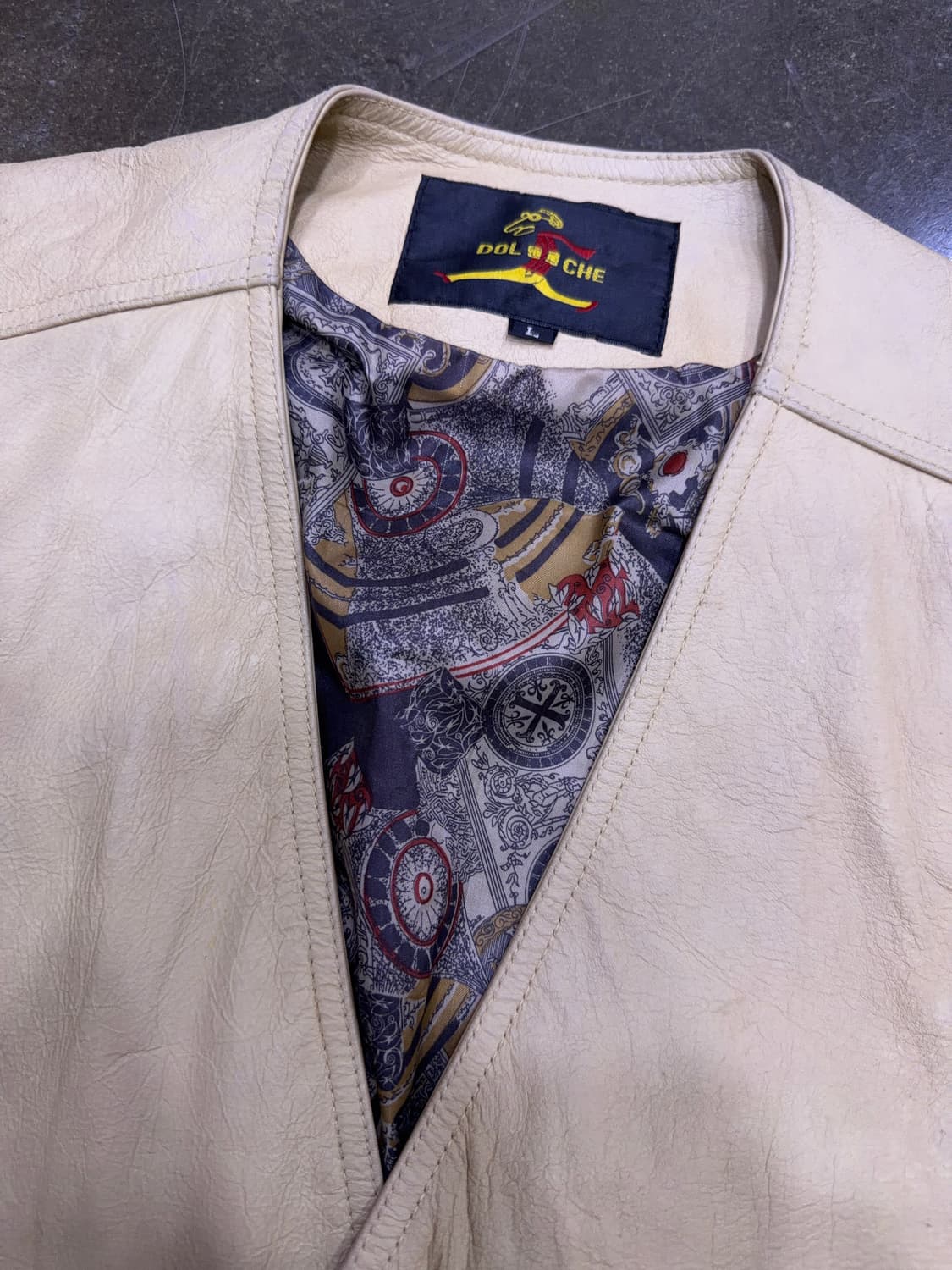 돌체 가파치 소가죽 레더 베스트 베이지 조끼 L 상품이미지3