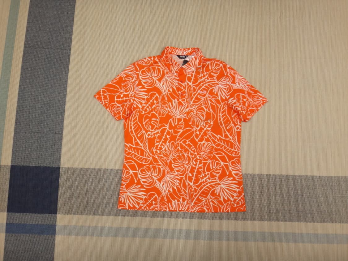 (105) 핑 골프 잎새 문양 카라넥 반팔 티셔츠 상품이미지1