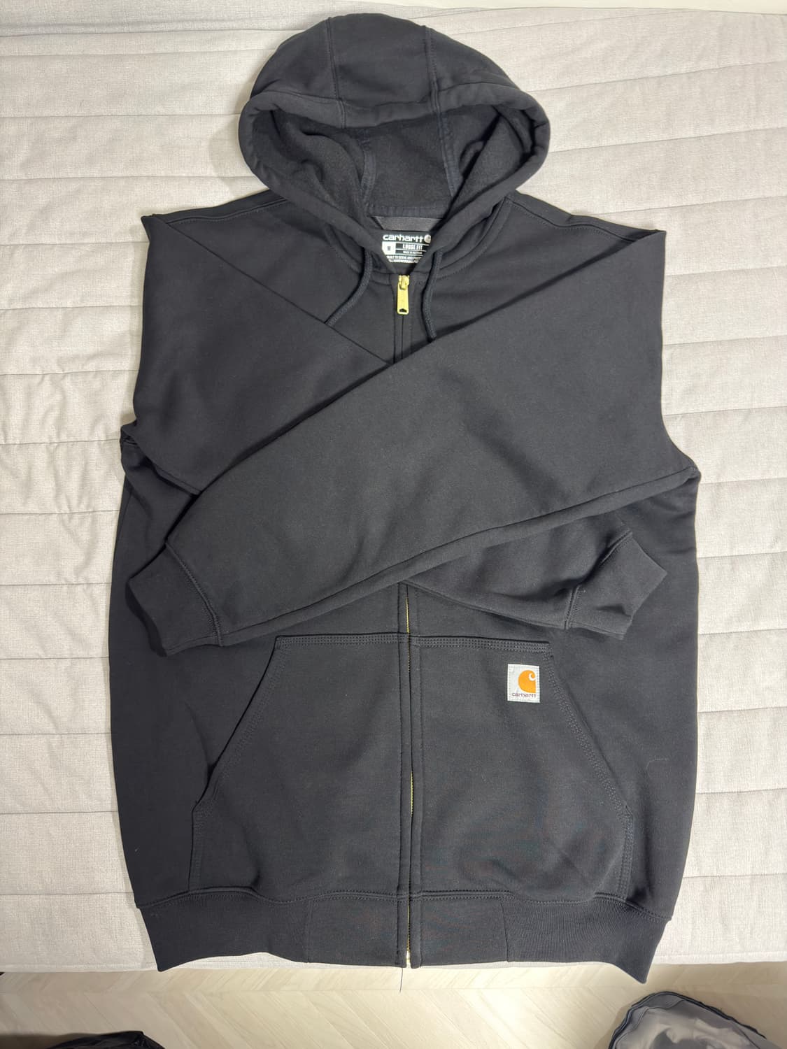 칼하트 루즈 핏 미드웨이트 풀 집 스웻셔츠 블랙 상품이미지4