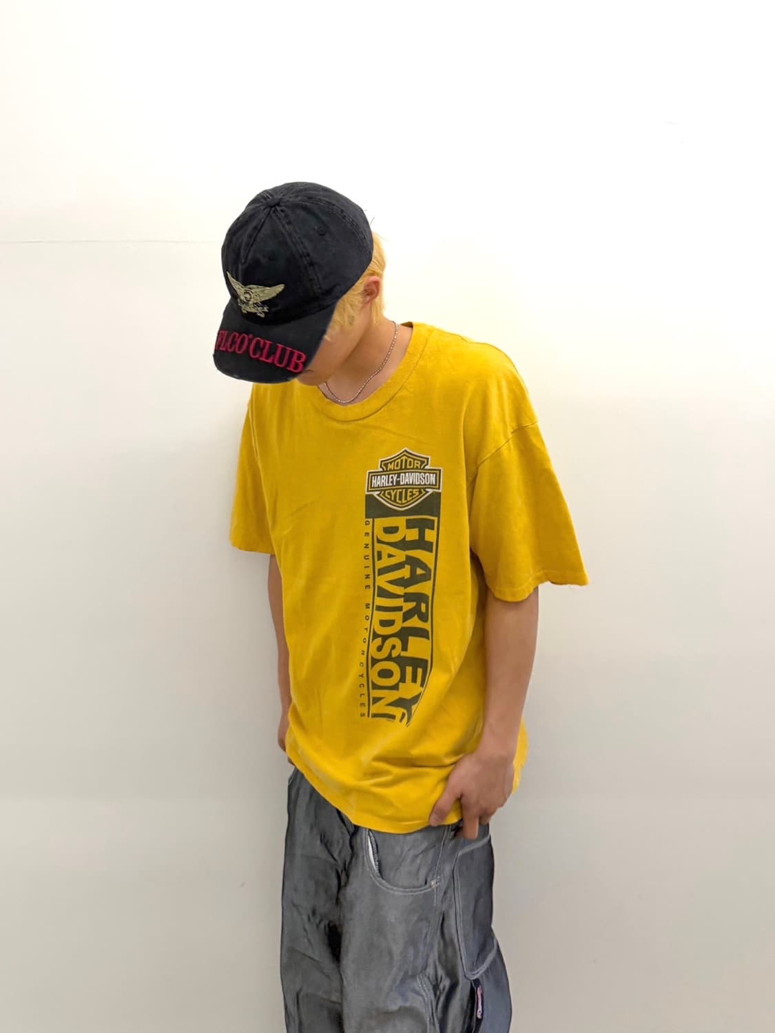 MADE IN USA 🇺🇸 할리데이비슨 프린팅 반팔 옐로우 상품이미지1