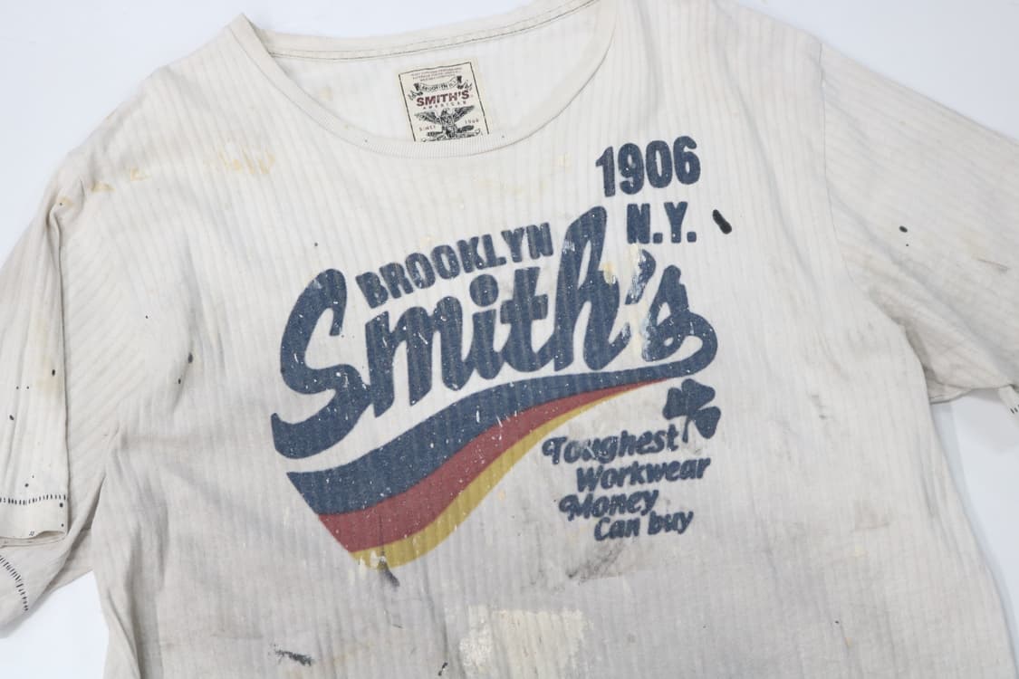 스미스아메리칸 빈티지 데미지 페인팅 와플 티셔츠 (LL) 상품이미지3