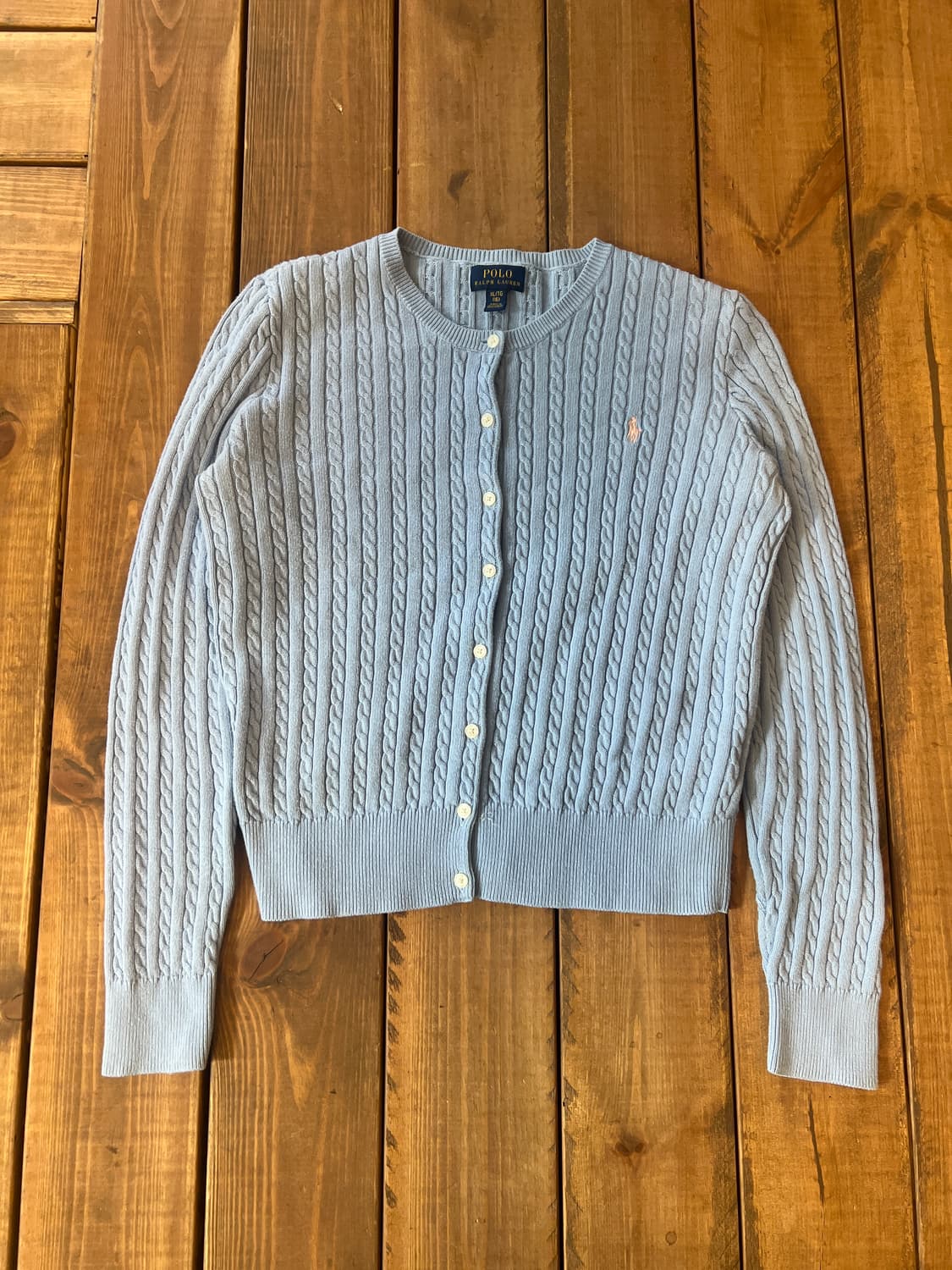 폴로 스카이블루 꽈배기 가디건 상품이미지6