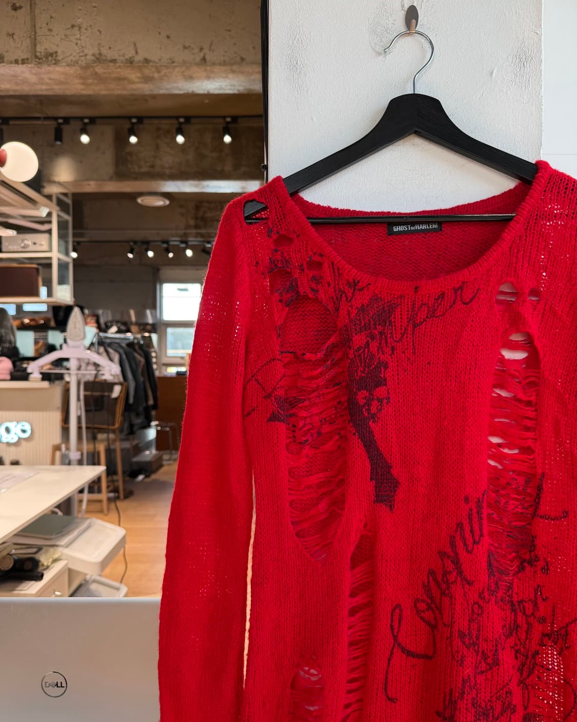 고스트 오브 할렘 레드 디스트레스드 니트  상품이미지4