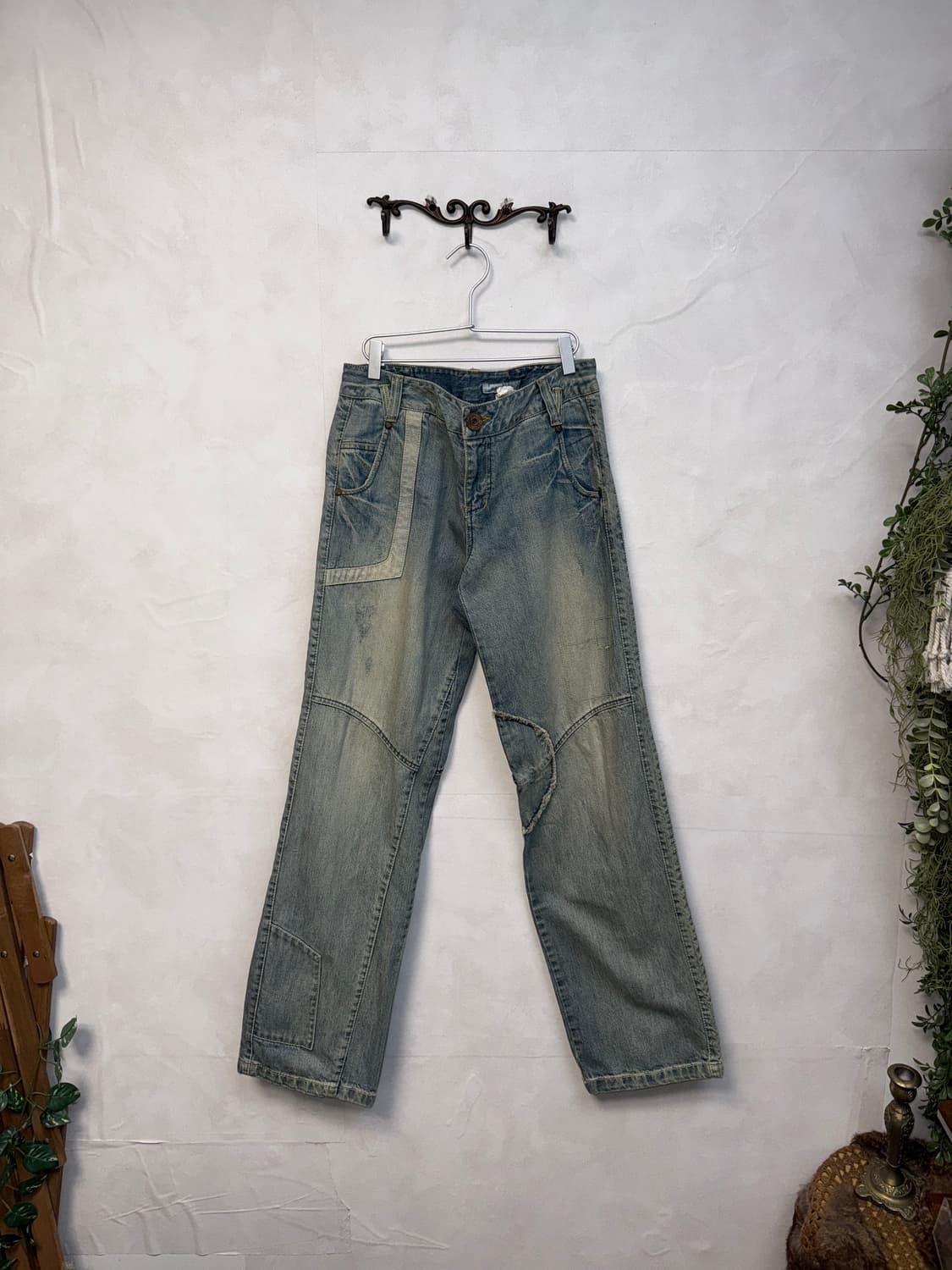 BNX washing denim slit damage wode pants 상품이미지1